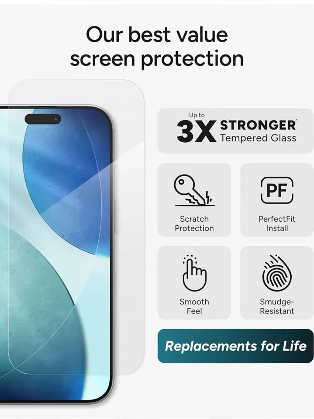 ZAGG Glass+ Screen Protector for iPhone 17-3X